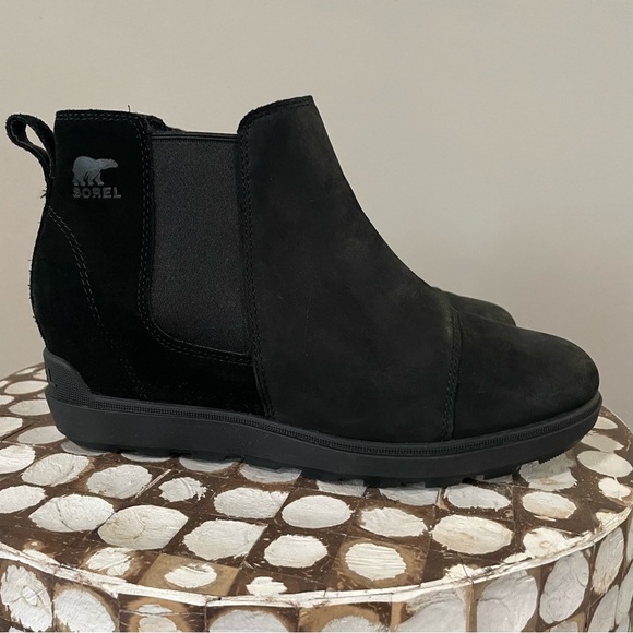 Sorel Women’s Evie II Chelsea Boots Black Suede Leather Ankle Booties Size 10 - Picture 4 of 6